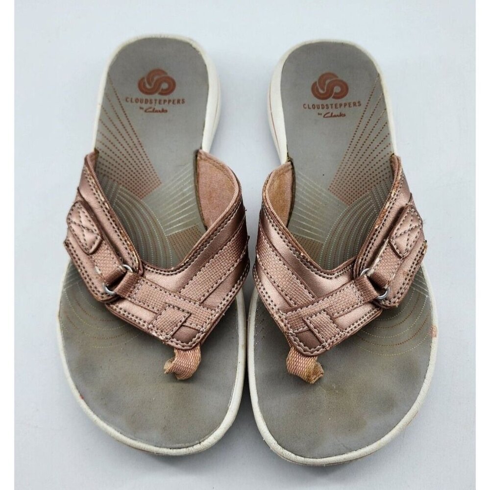 Clarks Cloud Steppers Women's Brinkley Jazz Flip Flop Sandals Rose Gold Size 5M